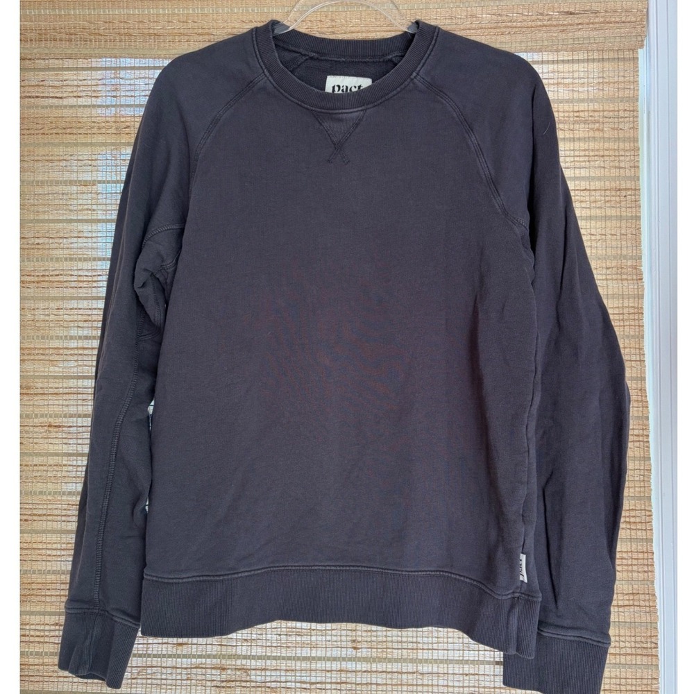 Pact Organic Cotton French Terry Sweatshirt Black Crew Neck Womens Medium - Picture 2 of 10